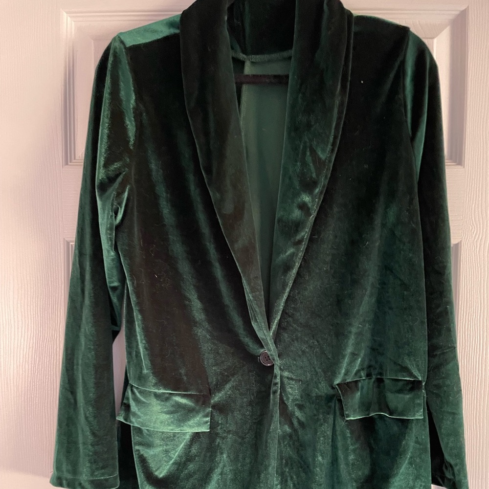 Emerald green velure blazer